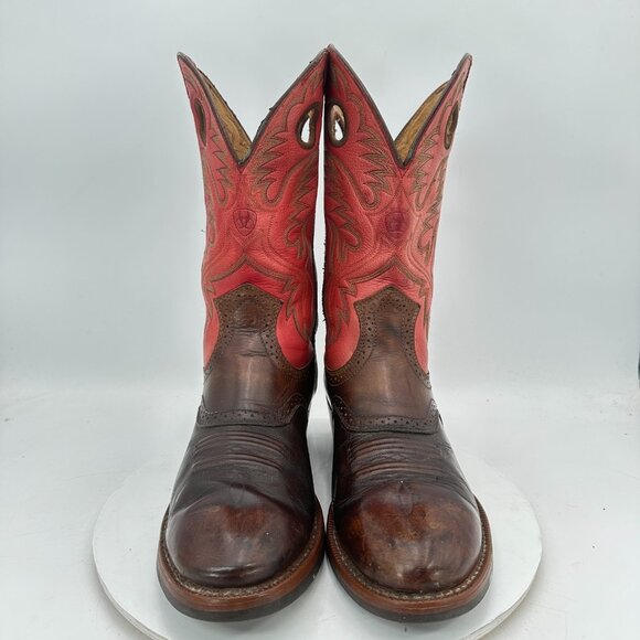 Ariat Men Size 10.5EE 34879 Brown Red Leather Cowboy Mid Calf Western Boot - Picture 2 of 14